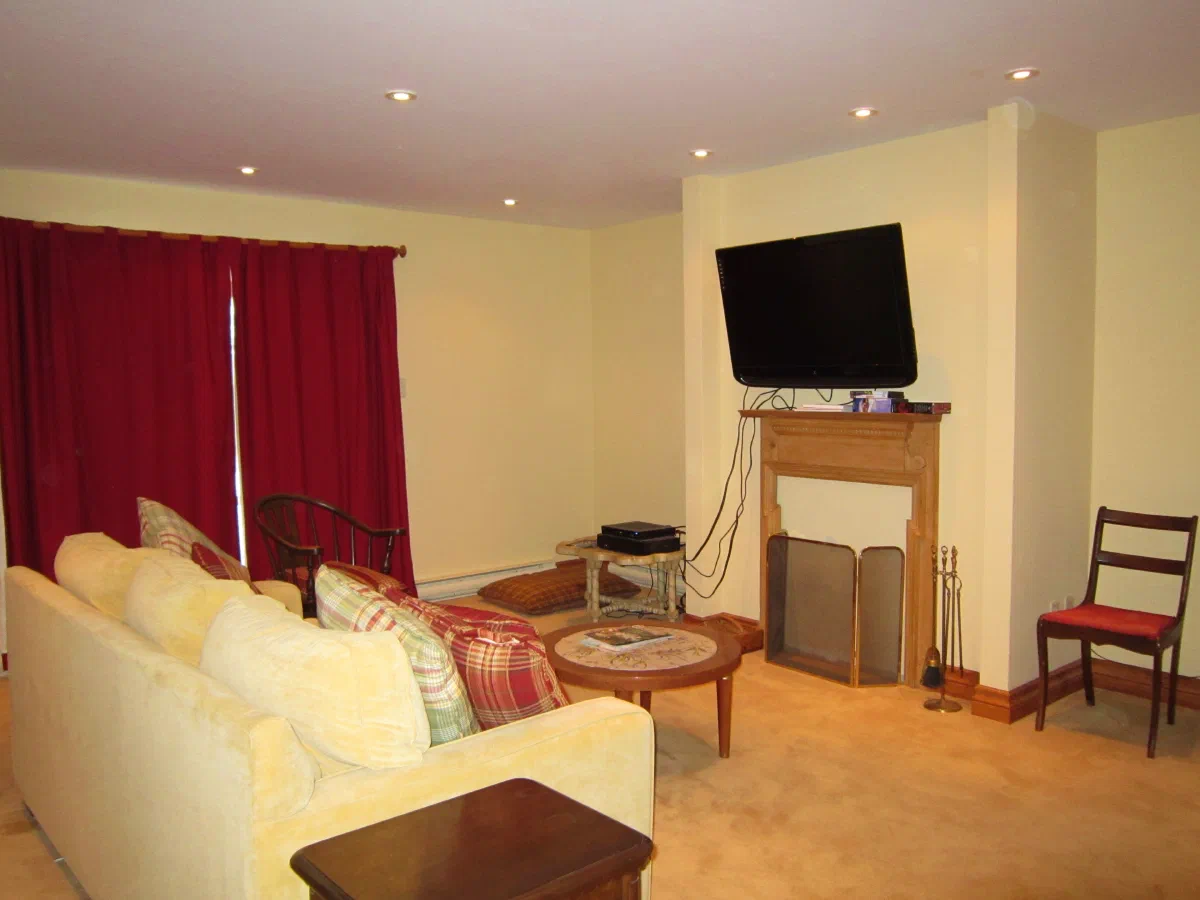 Chalet #05 — Family room with sofa and television